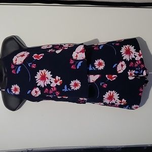 Mud Pie blue floral jumper pockets size medium